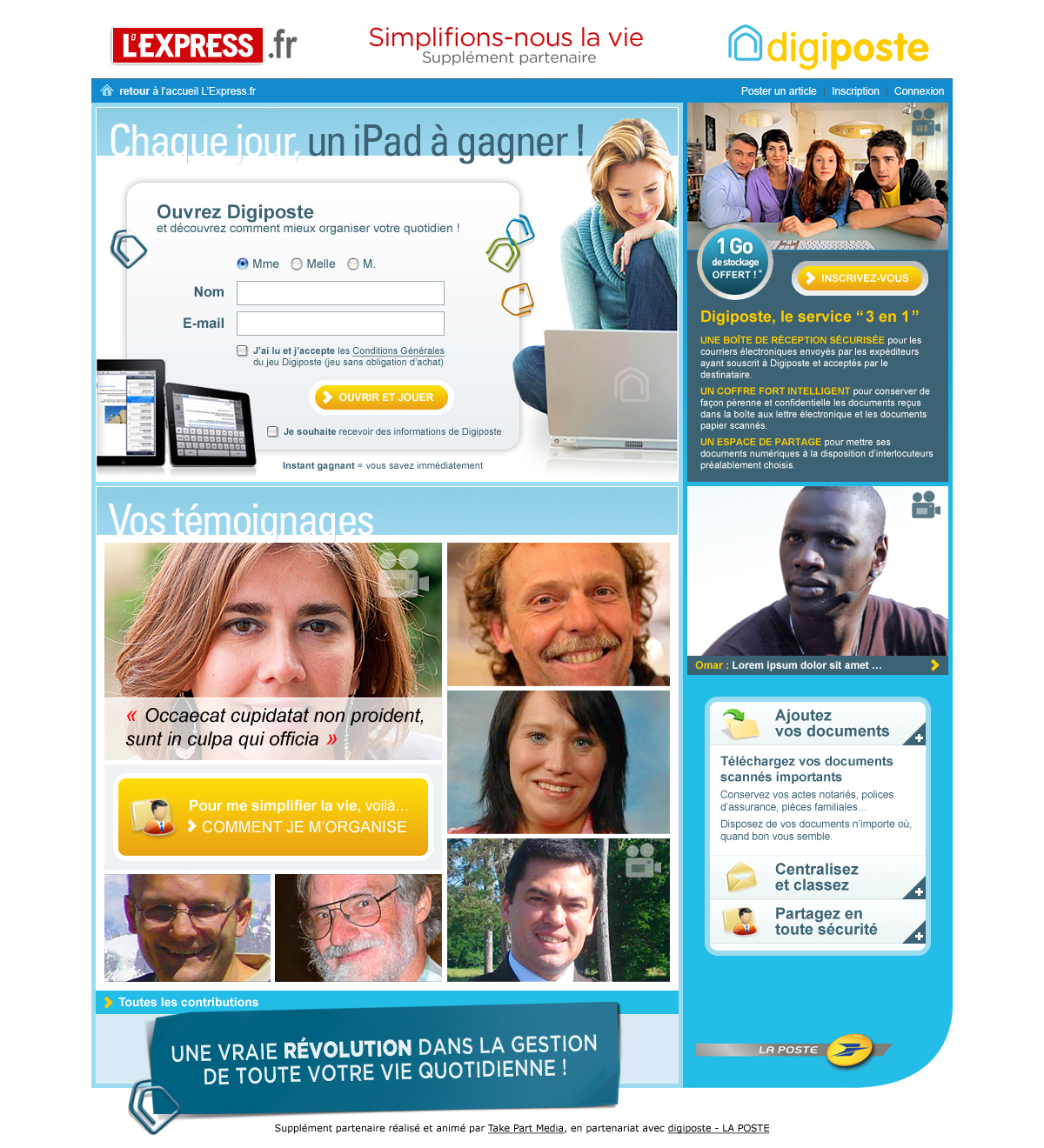 Un iPad à gagner (Digiposte / L'Express.fr)